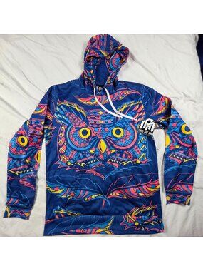 INTO THE AM Electric Owl Hoodie 2XL Trippy Rave Festival Graphic Fleece